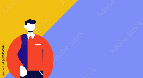 Vibrant illustration of a modern person with a bag, symbolizing education, career, and an active, contemporary lifestyle. Ideal for business or learning concepts.