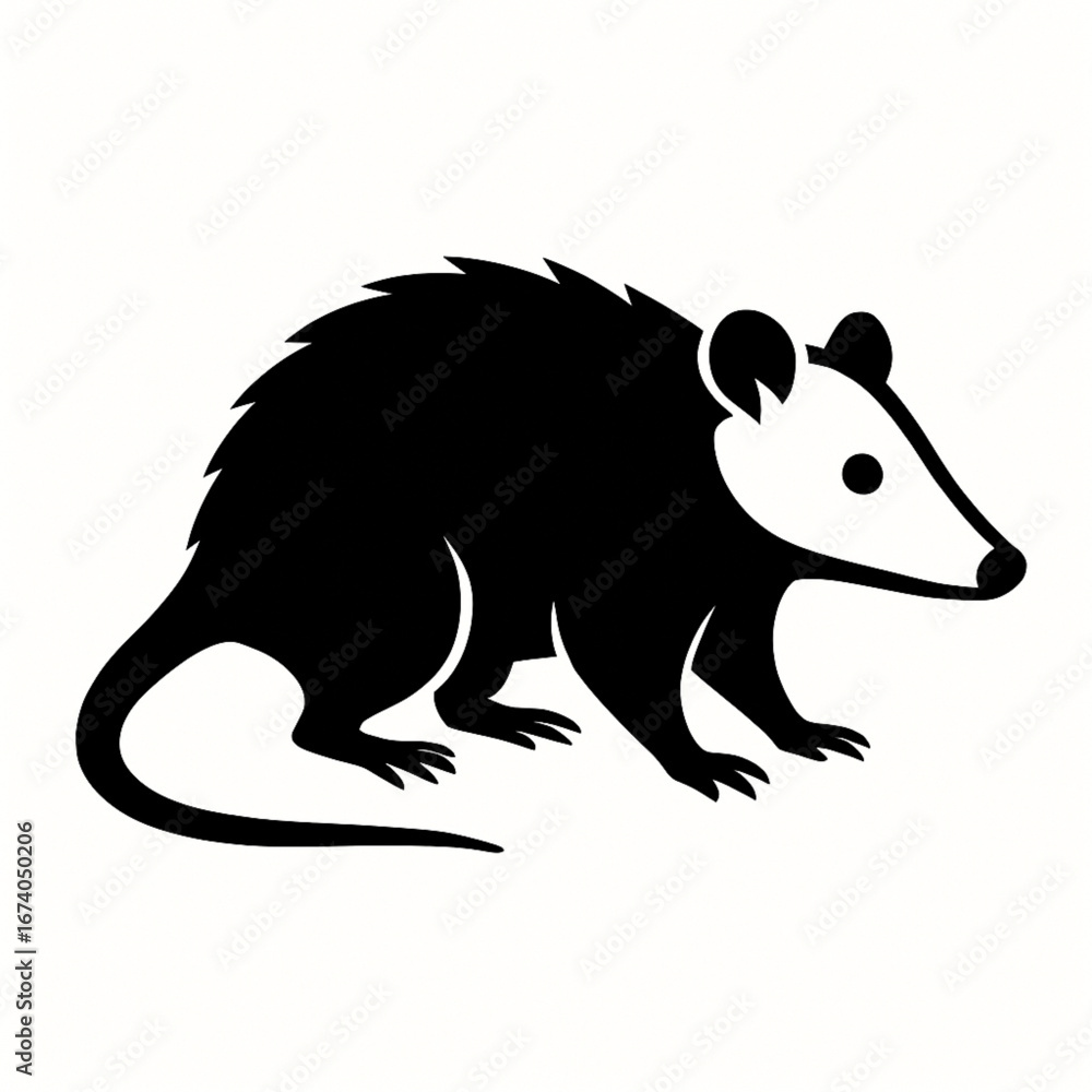 Obraz premium A black and white drawing of a rat with a black outline