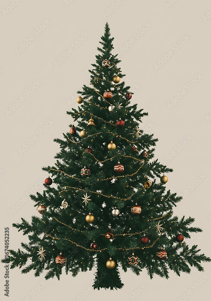 Fototapeta premium Festive Evergreens: A 3D Christmas Tree Render