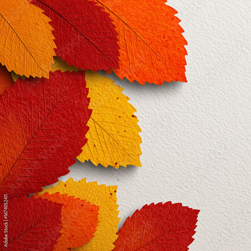 Wallpaper Mural Autumn Leaves Invitation Design: Orange Red Yellow White Paper Craft Texture Torontodigital.ca