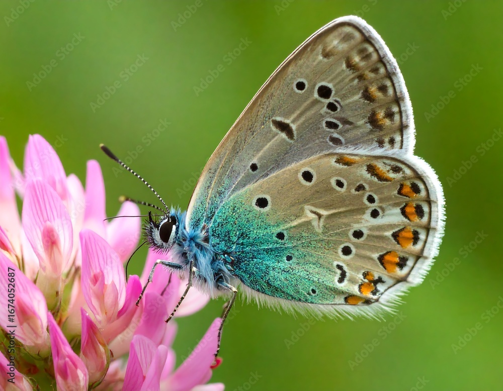 Obraz premium Close-up of a butterfly on a clover flower