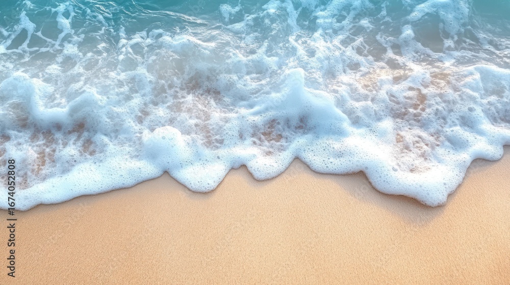Obraz premium Closeup beach waves on sand, serene summer
