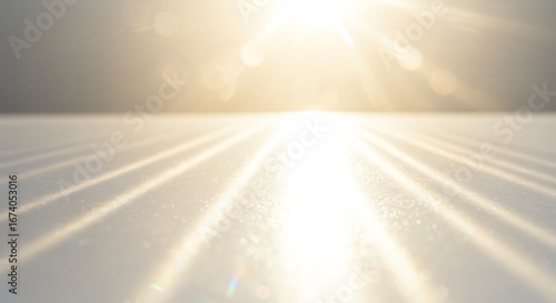 輝く光線 平原に伸びる 神々しい朝の光. AI Generated