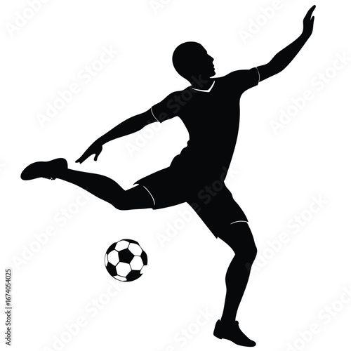 Black silhouette of a soccer player kicking a ball 5