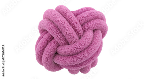 Soft Pink Knot Ball on Transparent Background Featuring Intricate Rope Design and Textured Surface
