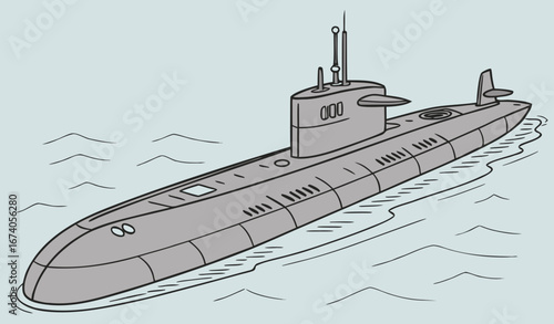 complete beautiful top view of a submarine