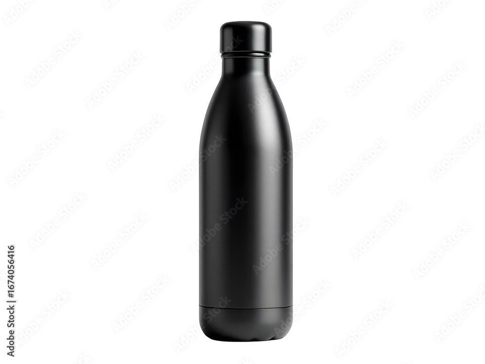 Black steel water bottle isolated on a white background Black steel water bottle isolated on a white background
