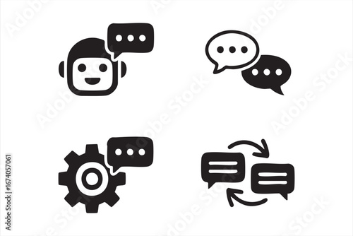 Chat and Messaging Symbols with Robot and Automation Icons