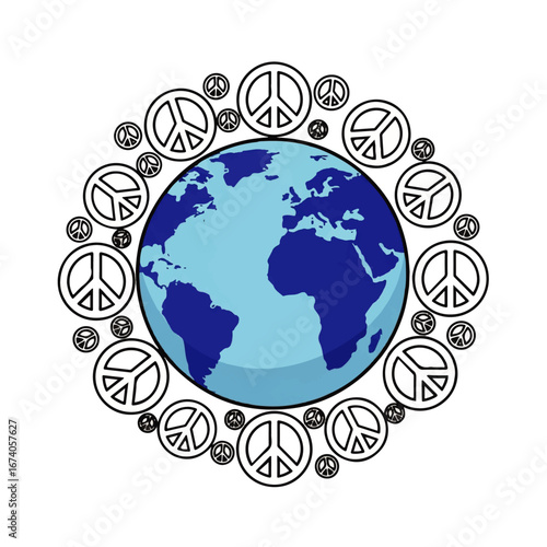 Earth Surrounded by Peace Symbols