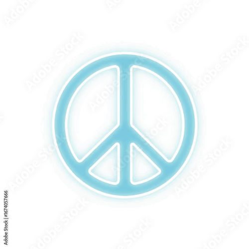 Glowing Blue Peace Symbol Icon
