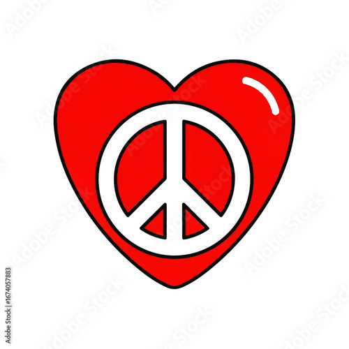 Red Heart with White Peace Symbol