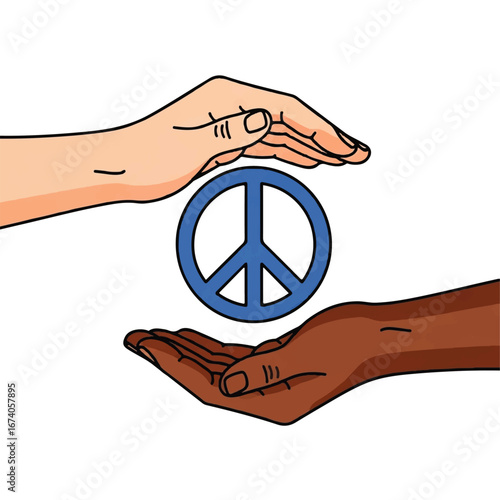 Two Hands Protecting the Blue Peace Symbol