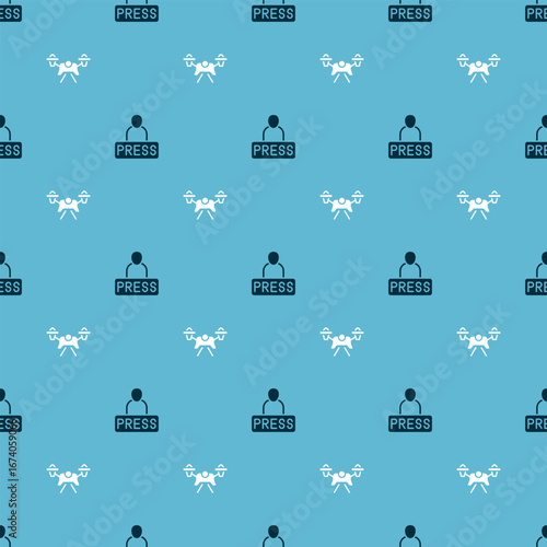 Set Journalist news and Drone on seamless pattern. Vector