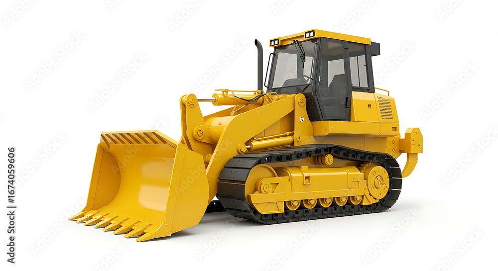 Fototapeta premium Yellow Bulldozer Construction Equipment on White Background.