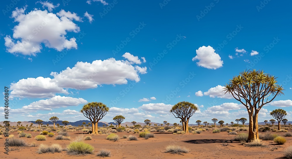 Obraz premium Desert's Embrace: Sun-Drenched Quiver Trees