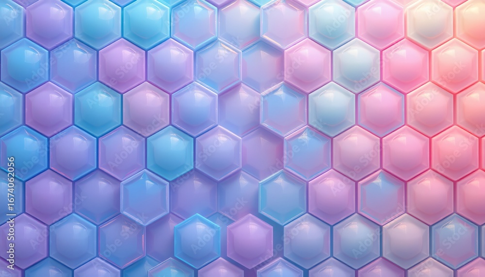 Fototapeta premium Seamless Hexagonal Gradient Pattern with Soft Pastel Lighting