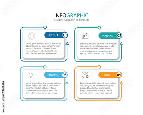 4 stage infographic diagram with long rectangle box waterfall business infographic, with 4 step for slide presentation vector
