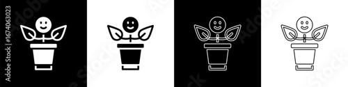 Set BFF or best friends forever icon isolated on black and white background. Vector