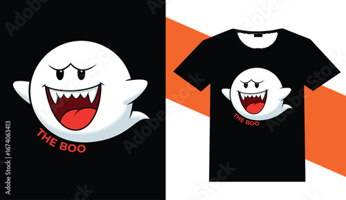 Cartoon boo ghost character design for t shirt apparel
