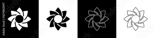 Set Flower icon isolated on black and white background. Sweet natural food. Vector
