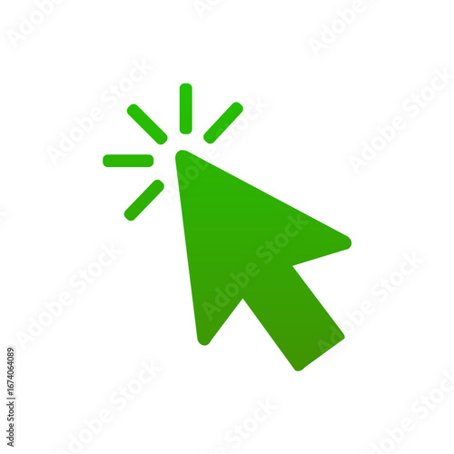Green Mouse Click Cursor Icon – Minimalist Pointer Graphic for UI, Web, and Design Projects