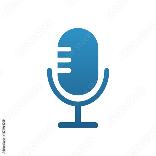 Blue Minimalist Mic Icon for Voice, Audio, and Recording UI Design