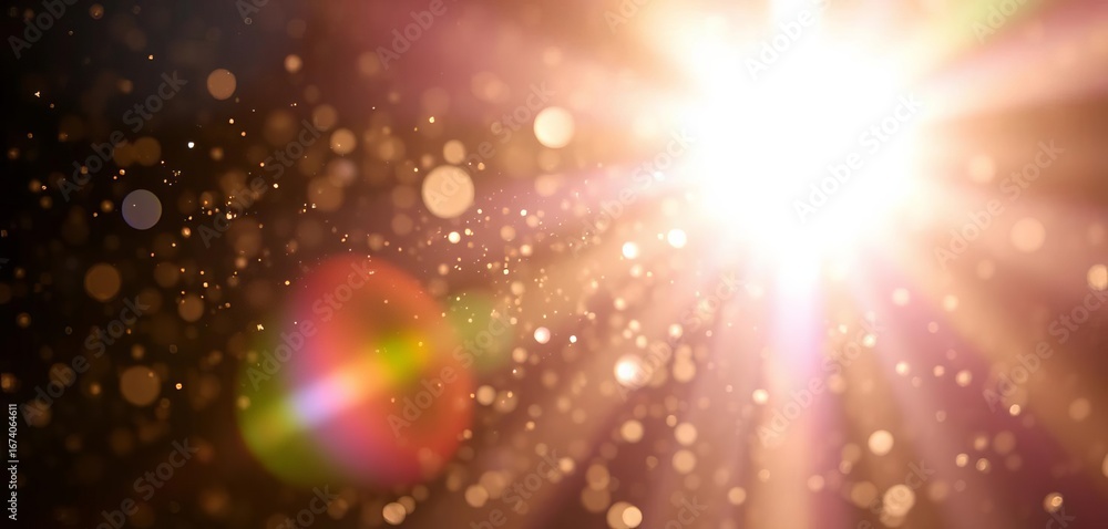 Fototapeta premium Close-up of glittering dust motes in sunbeam,sparkling particles, shimmer, glitter