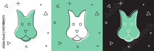 Set Dog icon isolated on white and green, black background. Vector