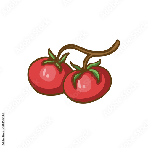Cherry tomato branch vegetables color cartoon
