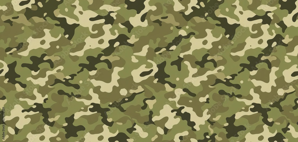 Abstract seamless camouflage pattern featuring muted greens, browns, and grays, geometric, digital Abstract seamless camouflage pattern featuring muted greens, browns, and grays, geometric, digital