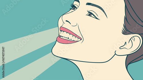 Portrait of a Woman Smiling Upward with Optimism.