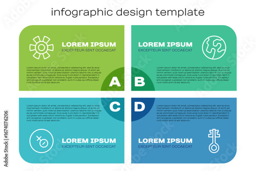 Set line Venus symbol, Sun, Old magic key and Earth globe. Business infographic template. Vector