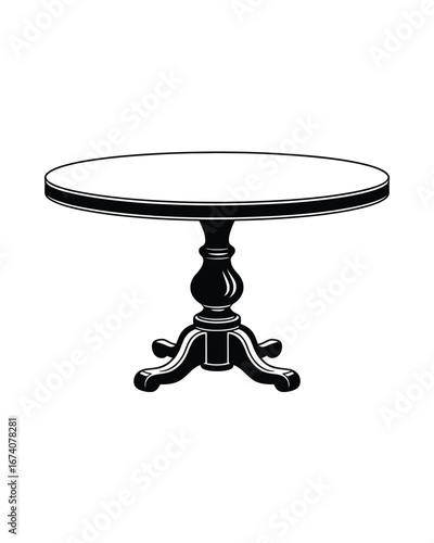 Elegant pedestal round table vector illustration elegant furniture design scalable graphic element white background