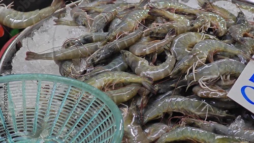 fresh shrimp on market