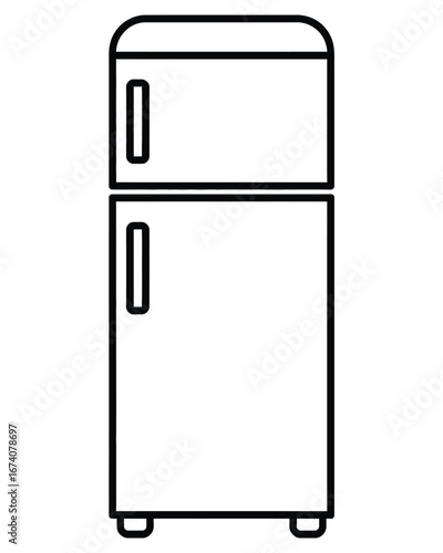 Simple outline vector illustration of a two-door refrigerator icon for digital and print use white background