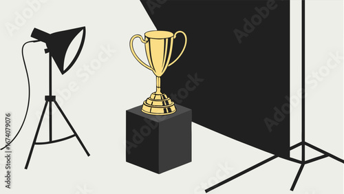 Studio Shot of a Golden Trophy.