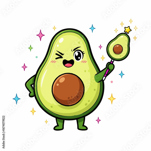 Avocado cartoon characters with various expressions from sad, happy, angry, enthusiastic. and using a clear and firm anime style.