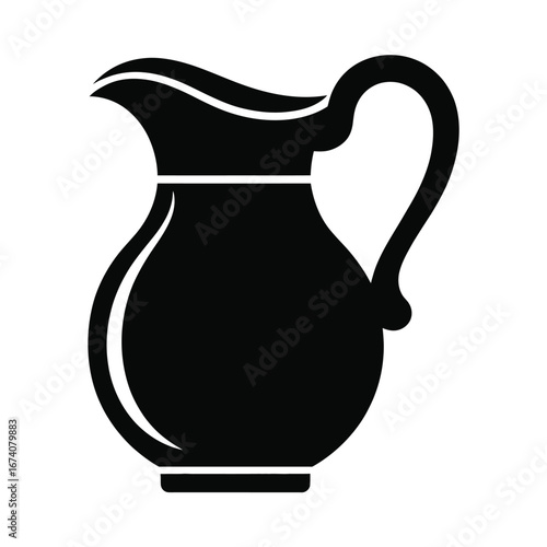 Elegant black silhouette of a classic pitcher water jug vector illustration for download white background