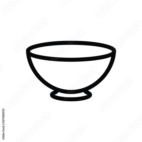 Simple black and white line drawing of a bowl vector illustration scalable eps icon for general use white background