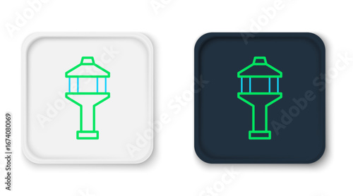 Line Airport control tower icon isolated on white background. Colorful outline concept. Vector