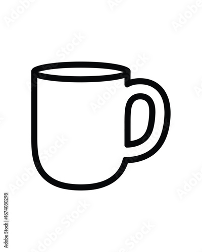 Stylized line drawing vector graphic of a simple coffee mug icon scalable eps format white background
