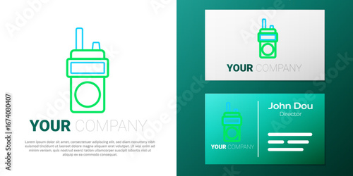 Line Walkie talkie icon isolated on white background. Portable radio transmitter icon. Radio transceiver sign. Colorful outline concept. Vector