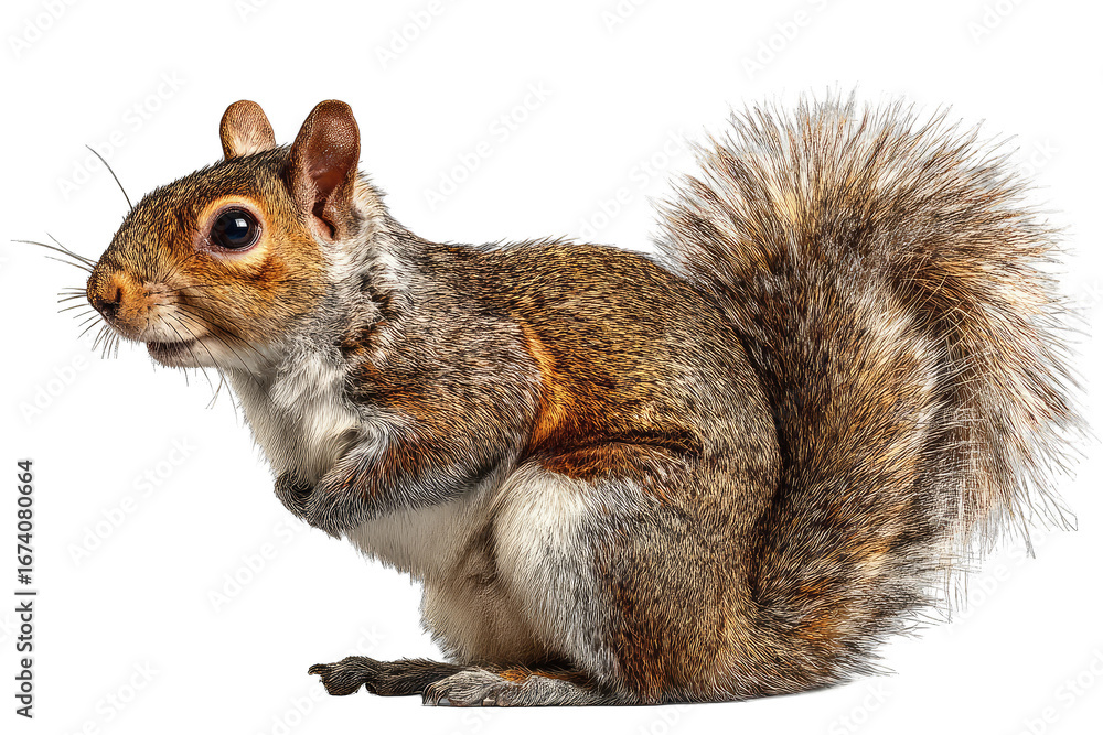 Obraz premium Gray squirrel, side profile, alert