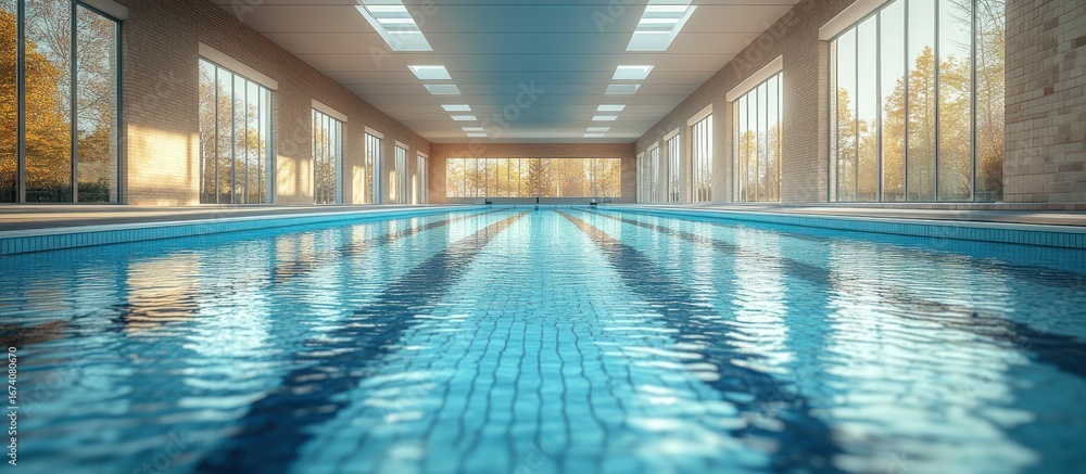 Fototapeta premium Indoor swimming pool with natural light.