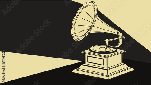 Vintage Record Player Illustration.