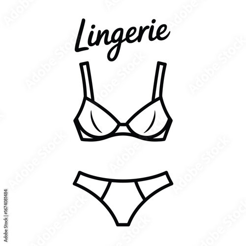 Simple hand drawn lingerie icon vector illustration for fashion and beauty brands white background