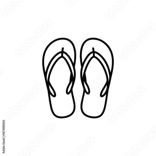 Simple line drawing of two flip flop sandals vector graphic ideal for summer and beach themes white background