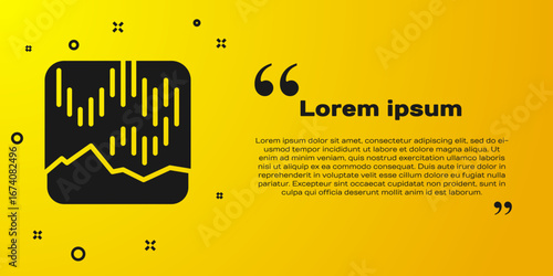 Black Northern lights icon isolated on yellow background. Vector