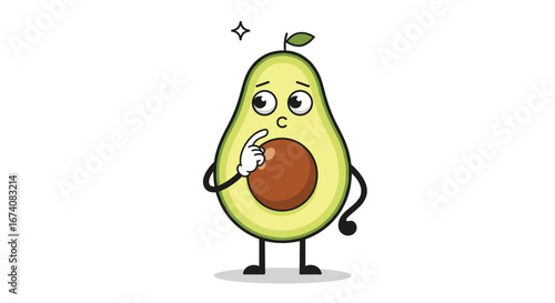 Surprised avocado character expression of shock and astonishment with wide eyes and open mouth