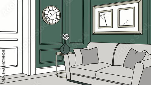 Interior Living Room Decor Illustration.